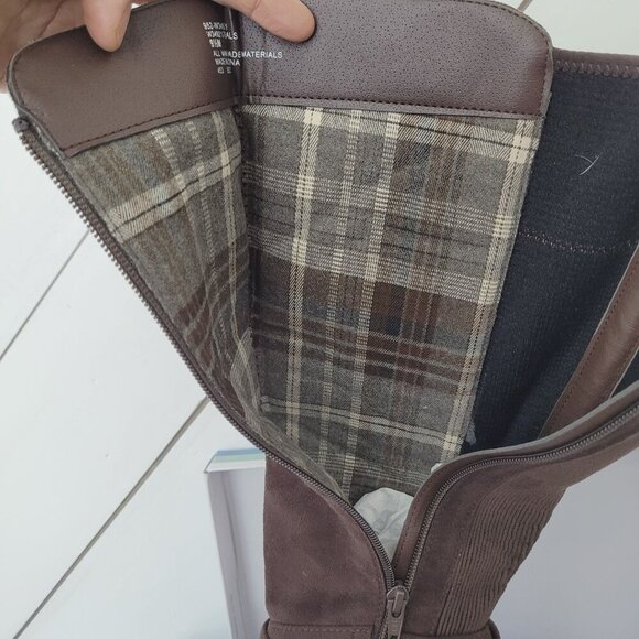 NEW White Mountain Teals Size 9.5 Brown Knee-High Heeled Boots  Faux Suede - Picture 8 of 14